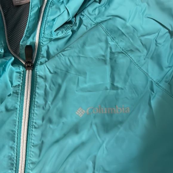 Columbia Packable Roll Up Hood Turquoise Jacket L - Picture 17 of 17
